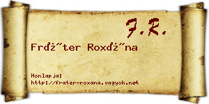 Fráter Roxána névjegykártya